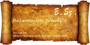 Balassovich Szevér névjegykártya